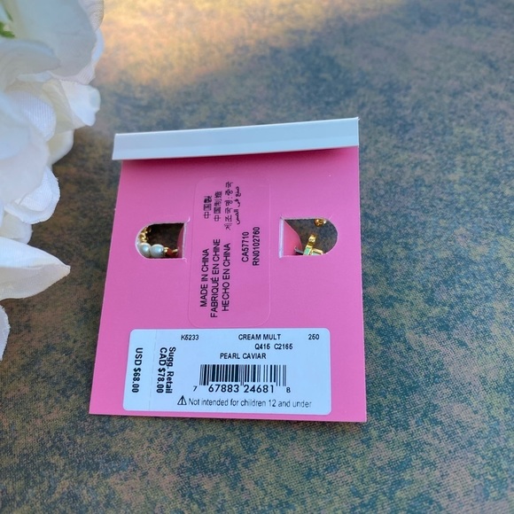 NWT KATE SPADE ♠️ PEARL CAVIAR DOUBLE HUGGIES EARRINGS - Picture 9 of 9